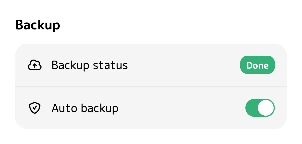 Backup complete with automatic backup enabled